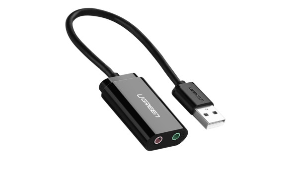 Звукова карта USB AUX jack, 2*TRS (Mic + Ear) ALC4042 Ugreen Чорна US205
