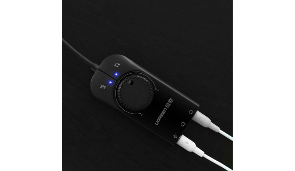 Звукова карта USB AUX jack, TRS(Mic + Ear) SSS1629 Ugreen Чорна CM129 - 631933