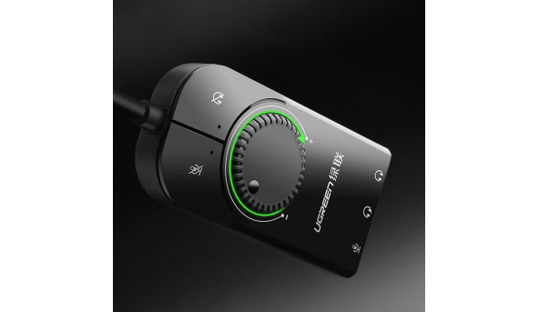 Звукова карта USB AUX jack, TRS(Mic + Ear) SSS1629 Ugreen Чорна CM129 - 631933