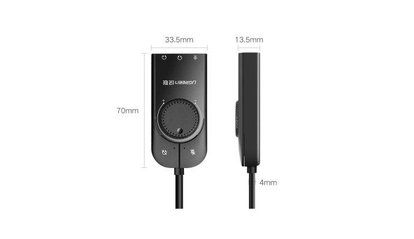 Звукова карта USB AUX jack, TRS(Mic + Ear) SSS1629 Ugreen Чорна CM129 - 631933