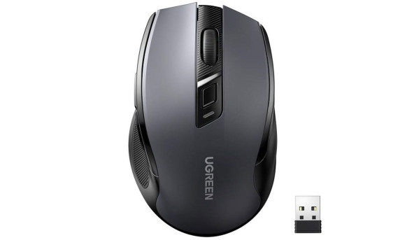 Мишка UGREEN 2.4GHz MU006, бездротова, Bluetooth, 4000dpi., 4кн.,Silence Design, Сіра
