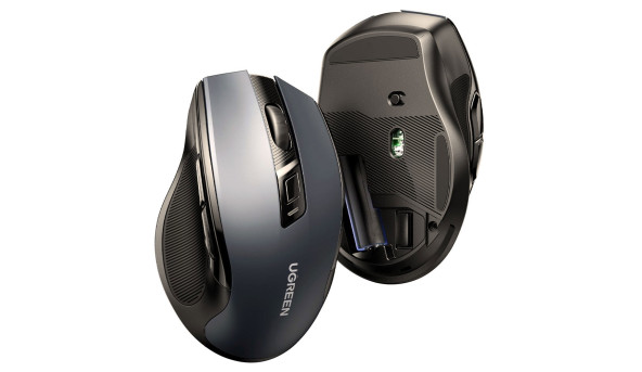 Мишка UGREEN 2.4GHz MU006, бездротова, Bluetooth, 4000dpi., 4кн.,Silence Design, Сіра - 631934