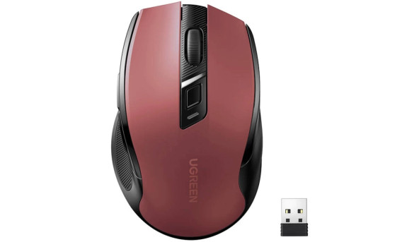 Мишка UGREEN 2.4GHz MU006 бездротова, Bluetooth, 4000dpi., 4кн.,Silence Design, Червона