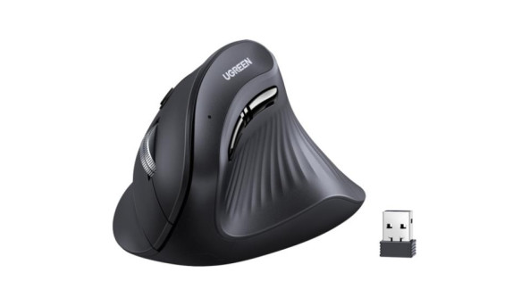 Мишка UGREEN 2.4GHz MU008, бездротова, вертикальна 4000dpi., 4кн., Чорна