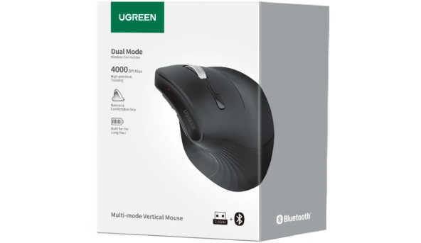 Мишка UGREEN 2.4GHz MU008, бездротова, 4000dpi., 4кн.,Silence Design, Чорна - 631958