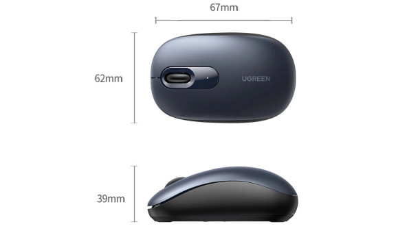 Мишка UGREEN 2.4GHz MU105, бездротова, 4000dpi., 3кн., Синя - 631959