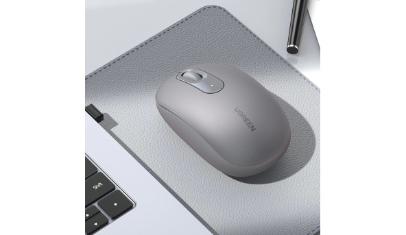 Мишка UGREEN 2.4GHz MU105, бездротова, 2400dpi., 3кн., Сіра - 631965