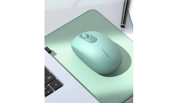 Мишка UGREEN 2.4GHz MU105, бездротова, 2400dpi., 3кн., Зелена - 631975