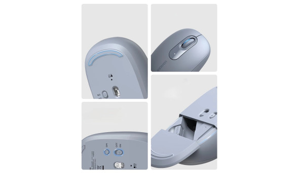 Мишка UGREEN 2.4GHz MU105, бездротова, 2400dpi., 3кн., Світло-синя - 631981