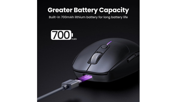 Мишка ігрова UGREEN 2.4GHz MU103, бездротова + Bluetooth, 4000dpi., 6кн., Чорна - 631982