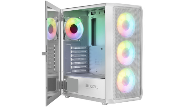 Корпус LogicConcept PORTOS MESH+GLASS ARGB fans 4x120mm WHITE без БЖ ATX - 632246