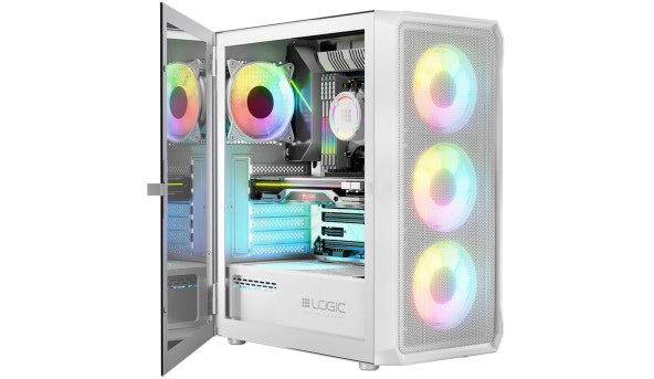 Корпус LogicConcept PORTOS MESH+GLASS ARGB fans 4x120mm WHITE без БЖ ATX - 632246
