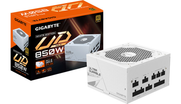 БЖ 850W GIGABYTE UD850GM PG5W 80+ GOLD 120mm, modular, White, ATX 3.0 - 633000