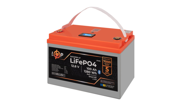 Акумулятор LP LiFePO4 12,8V - 100 Ah (1280Wh) (BMS 100A/50А) пластик LCD Smart BT - 633512