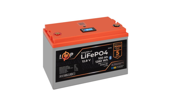 Акумулятор LP LiFePO4 12,8V - 100 Ah (1280Wh) (BMS 100A/50А) пластик LCD Smart BT - 633512