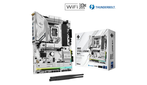 AsRock B860 Steel Legend WiFi (1851/B860, 4*DDR5, 2*PCIex16, HDMI/DP/TB4, 4xSATA, 4xM.2, 2.5Glan, 7. - 634289