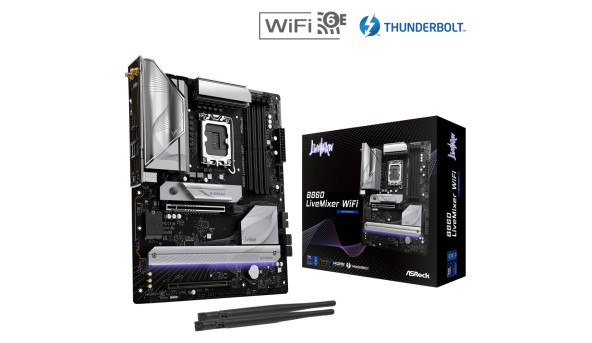 AsRock B860 LiveMixer WiFi (1851/B860, 4*DDR5, 2*PCIex16, HDMI/TB4, 4xSATA, 3xM.2, 2.5Glan, 7.1ch, A - 634291