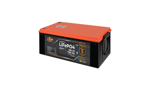 Акумулятор LP LiFePO4 25,6V - 280 Ah (7168Wh) (BMS 200A/200А) пластик Smart BT - 634497
