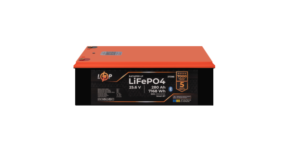Акумулятор LP LiFePO4 25,6V - 280 Ah (7168Wh) (BMS 200A/200А) пластик Smart BT - 634497