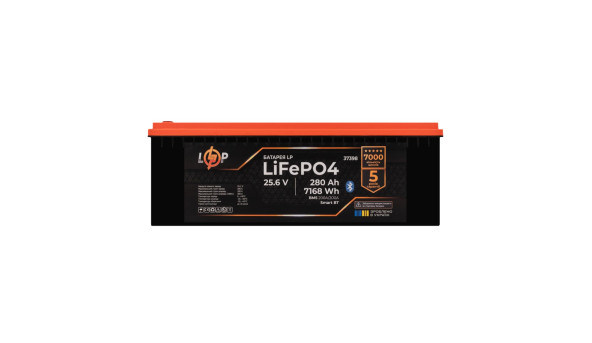 Акумулятор LP LiFePO4 25,6V - 280 Ah (7168Wh) (BMS 200A/200А) пластик Smart BT - 634497