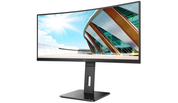 TFT 34" AOC CU34P2A, 3440x1440, VA, 100Гц, вигнутий, DP, HDMI x 2, USB, колонки, чорний - 636687
