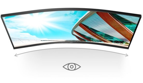 TFT 34" AOC CU34P2A, 3440x1440, VA, 100Гц, вигнутий, DP, HDMI x 2, USB, колонки, чорний - 636687
