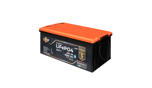 Акумулятор LP LiFePO4 25,6V - 230 Ah (5888Wh) (BMS 200A/100А) пластик Smart BT - 636788