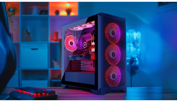 Корпус Modecom VOLCANO EXPANSE S ARGB 4x140mm fans MIDI USB 3.0x2+TYPE-C BLACK без БЖ ATX - 636884