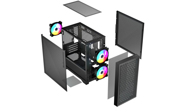 Корпус LogicConcept DART PRO ARGB MINI BLACK MESH fans 3x120mm без БЖ mATX - 636885