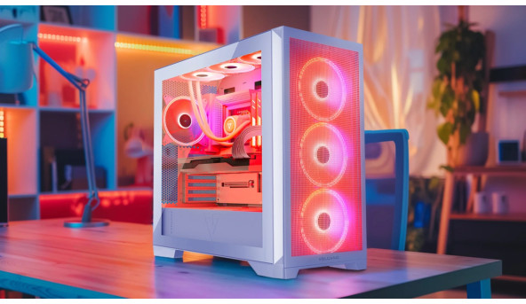 Корпус Modecom VOLCANO EXPANSE S ARGB 4x140mm fans MIDI USB 3.0x2+TYPE-C WHITE без БЖ ATX - 636891