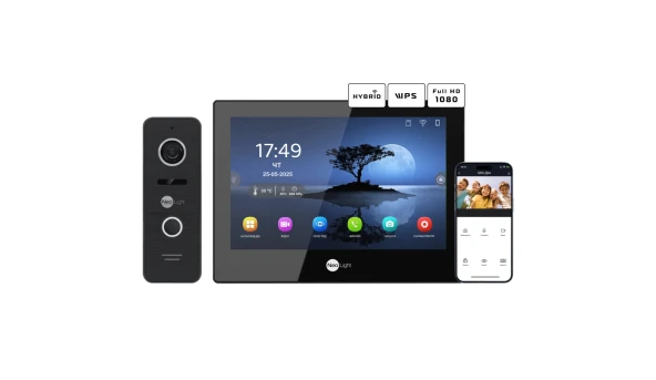 Комплект видеодомофона Neolight ALPHA Hybrid Black + PRIME FHD Black с уголком