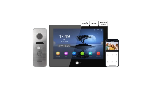 Комплект видеодомофона Neolight ALPHA Hybrid Black + PRIME FHD Silver с уголком