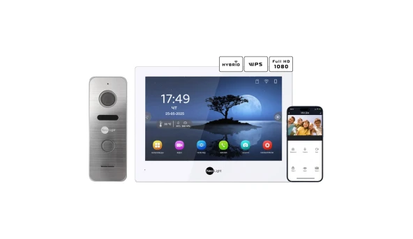 Комплект видеодомофона Neolight ALPHA Hybrid + PRIME FHD Silver с уголком