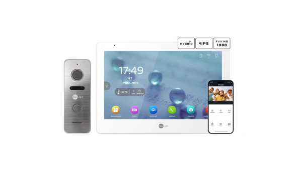 Комплект видеодомофона Neolight MEZZO Hybrid + PRIME FHD Silver с уголком