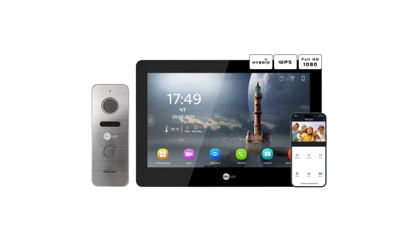 Комплект видеодомофона Neolight MEZZO Hybrid Black + PRIME FHD Silver с уголком