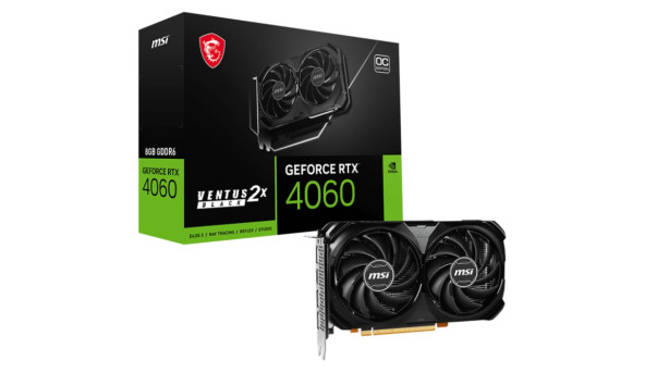 GeForce RTX4060 MSI VENTUS 2X BLACK OC, 8GB GDDR6, 128bit, PCI Express 4.0 - 637539