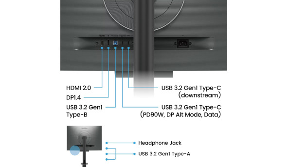 TFT 28.2" BenQ RD280UA, IPS, 3840x2560, 3:2, USB-C, HDMI, DP, HAS, ерго стійка, кол., металік-сірий - 638036