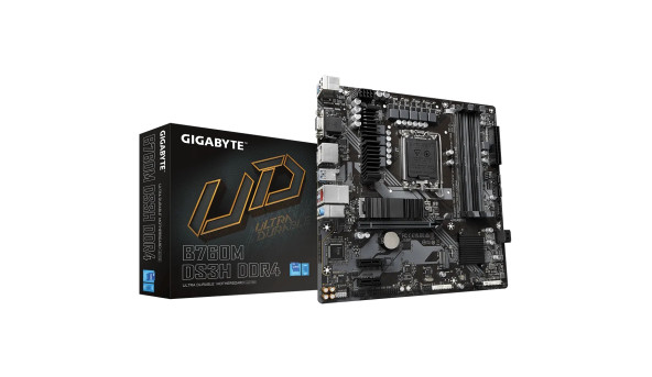 Gigabyte B760M DS3H DDR4 (1700/B760, 4*DDR4, 2хM.2 ,2xPCIex16, VGA , HDMI, 2xDP, 2.5GbE LAN, mATX) - 638116