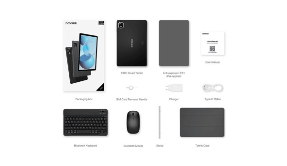 Планшет Doogee T30E-A 11" HD /4GB/128GB/ T606 8000mAh/ 13+5Мп / LTE / Metal Grey - 638122