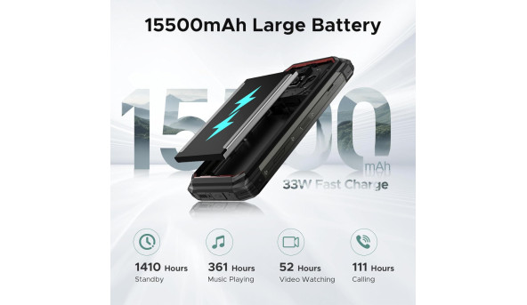 Смартфон Doogee Fire 6 Power 6.56" HD+ /8GB/256GB/ T606 /15500mAh/ 50+8Мп /NFC/IP68/IP69K Black - 638124