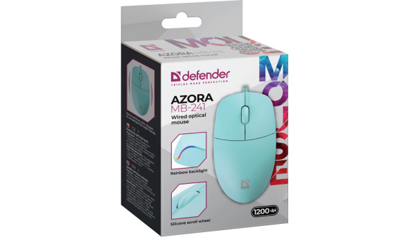Мишка Defender Azora MB-241, 3кн.,1200dpi, голуба - 638313