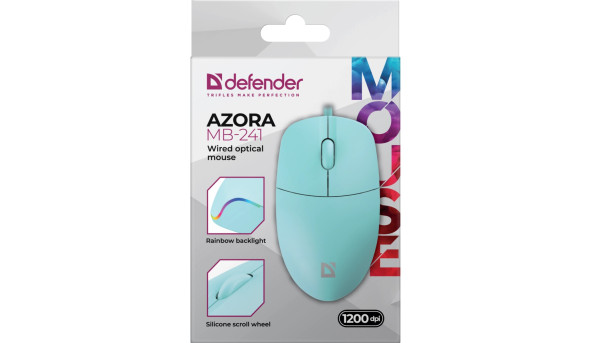 Мишка Defender Azora MB-241, 3кн.,1200dpi, голуба - 638313