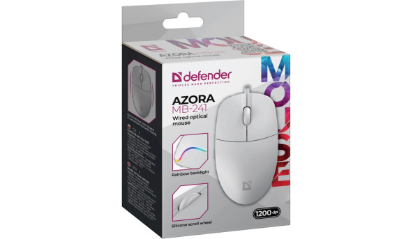 Мишка Defender Azora MB-241, 3кн.,1200dpi, біла - 638315