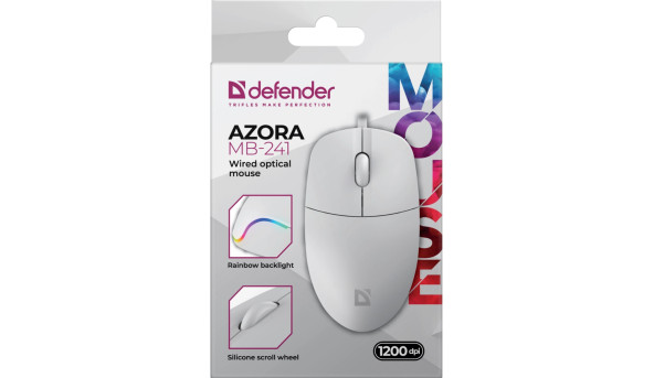 Мишка Defender Azora MB-241, 3кн.,1200dpi, біла - 638315