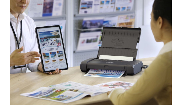 Друкарка А4 Canon Ink PIXMA TR150 (9 стор/хв, 4800x1200dpi, Wi-Fi,with battery, портативний, чорний) - 638523