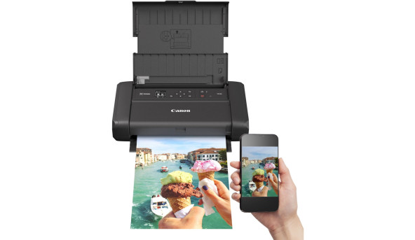 Друкарка А4 Canon Ink PIXMA TR150 (9 стор/хв, 4800x1200dpi, Wi-Fi,with battery, портативний, чорний) - 638523