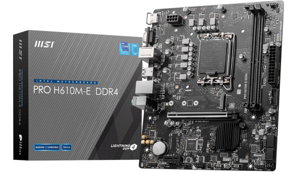 MSI PRO H610M-E DDR4 (1700/H610, 2*DDR4, HDMI/VGA, 4xSATAІІІ, M.2, GLan, 7.1ch, mATX) - 638524