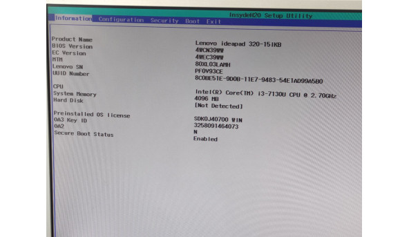 Материнська плата для Lenovo IdeaPad 320-15ISK процесор INTEL Core i3-7130U DG421 DG521 DG721 NM-B241, Rev: 1 Б/В - 639429
