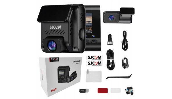 Відеореєстратор SJCAM Dashcam M60 + камера заднього виду, WIFI, GPS, 4K, HDR - 640086