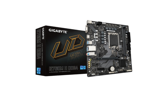 Gigabyte B760M H DDR4 (1700/B760, 2*DDR4, 2хM.2, PCIex16, VGA , HDMI, 1GbE LAN, mATX) - 641247